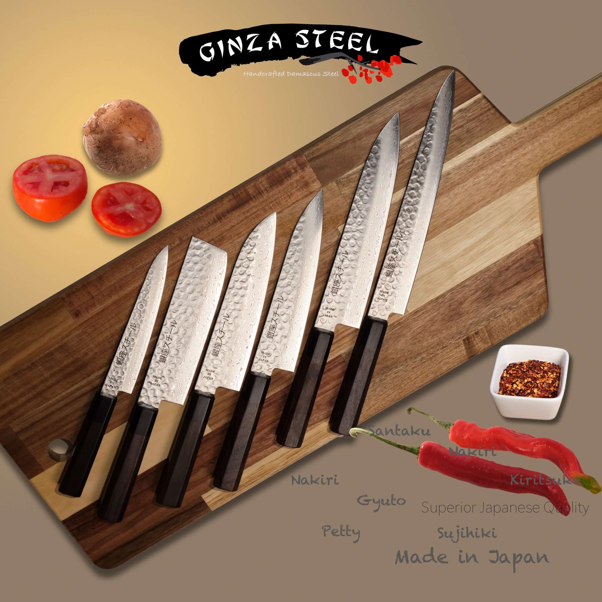 Handcrafted - Ginza Steel Yuma Damascus Steel Skinner knife 5 inch blade