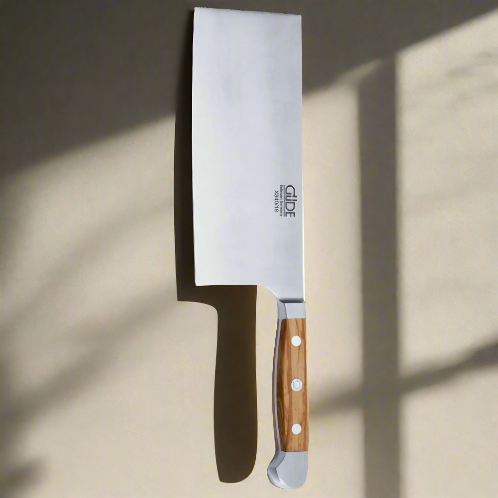 ALPHA OLIVE | Chinese Chef's Knife 8" blade / Olive Wood handle