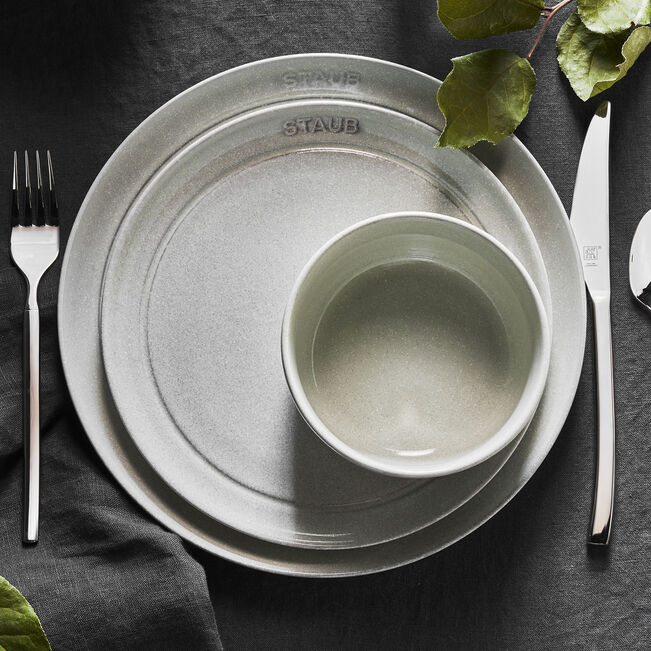 STAUB 12-Piece Stoneware Dinnerware Set – White Truffle | French Tableware