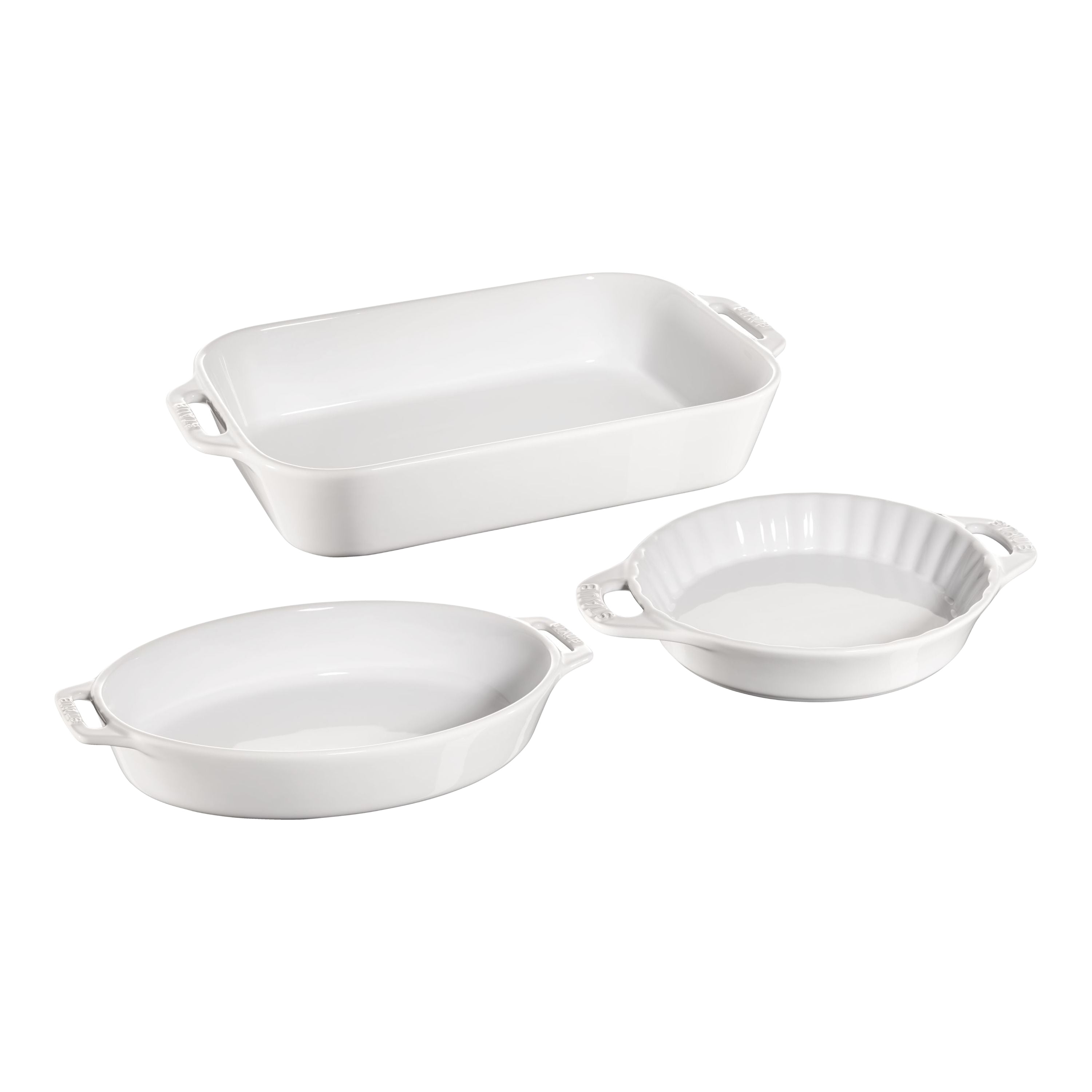 STAUB Ceramique Mixed Baking Dish Set White 3 Piece