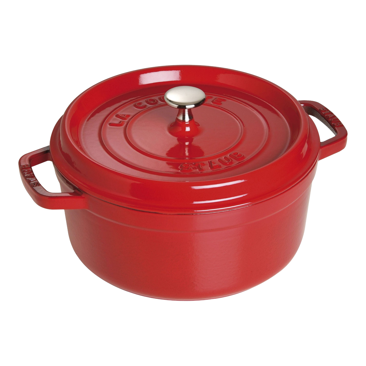 STAUB La Cocotte 5.25 L Cast Iron Round Cocotte, Cherry