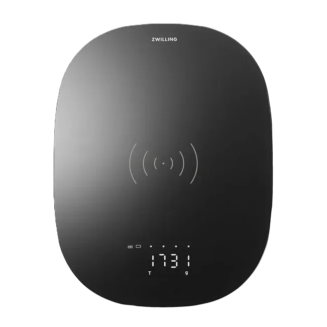 ZWILLING Enfinigy Digital Kitchen Scale - Wireless Charging, sleek black design with digital display.