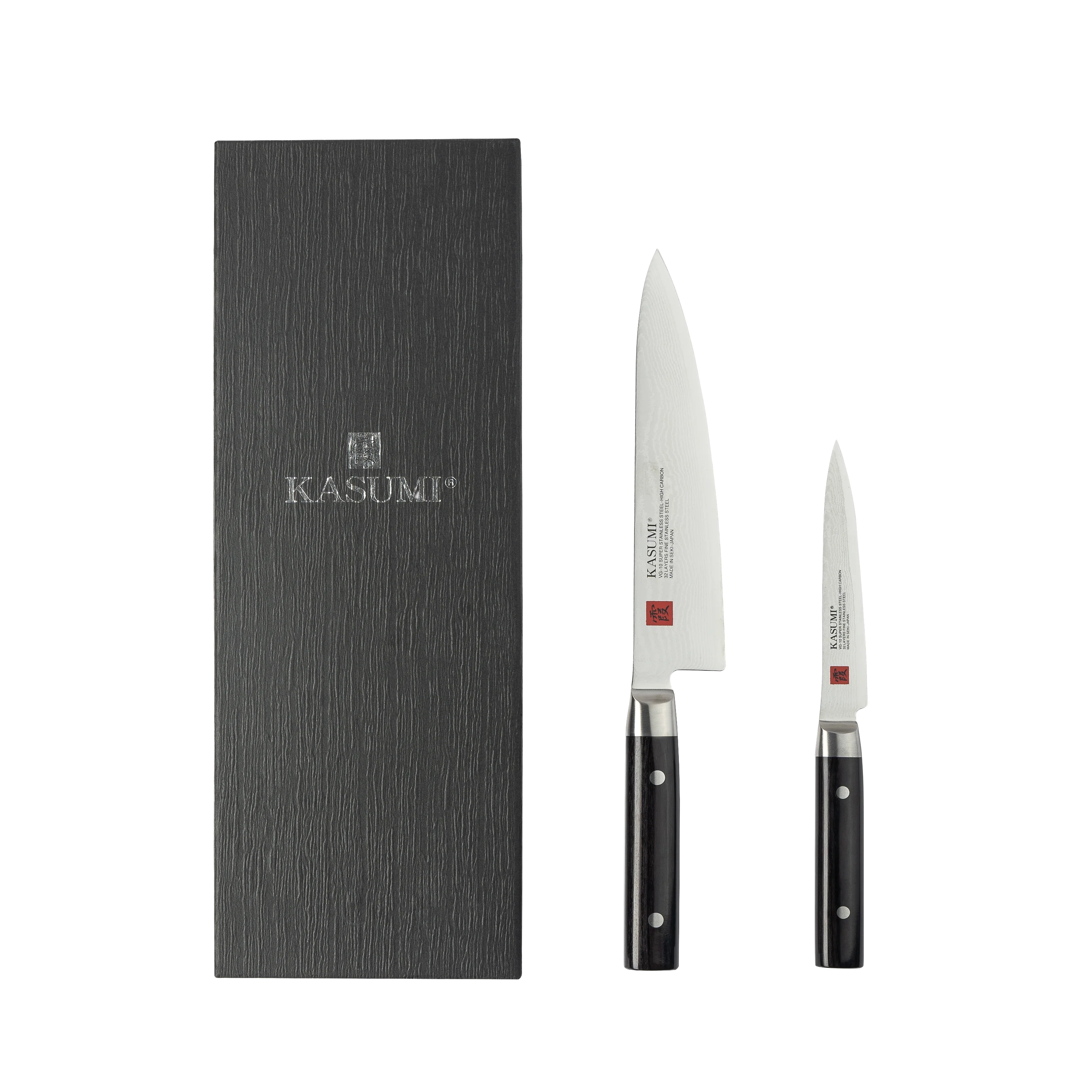 Kasumi Damascus 2-Piece Knife Set – 8" Chef + Utility, Made in Japan
