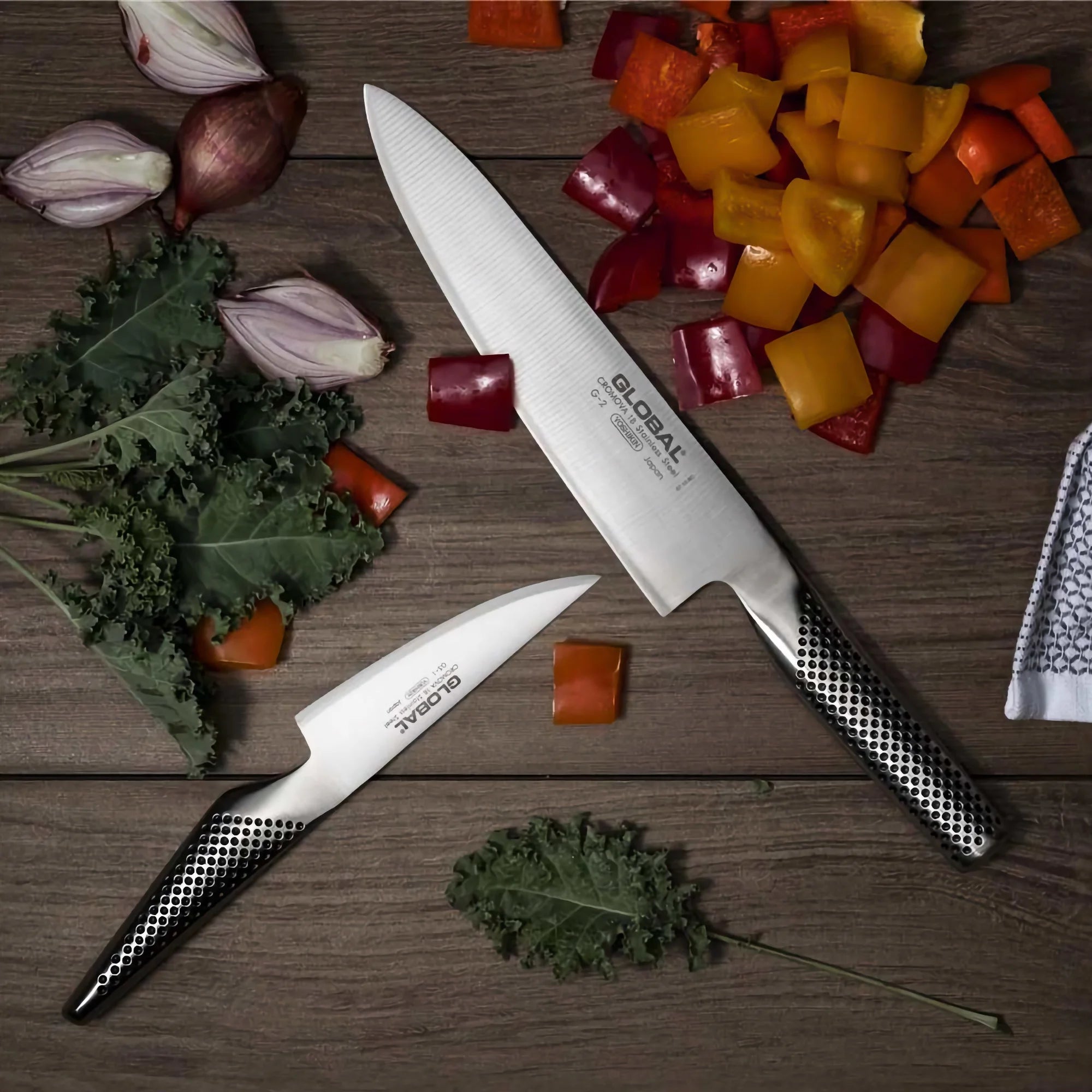 GLOBAL 2-Piece Knife Set – GS1 Paring Knife & G2 Chef's Knife, Japan