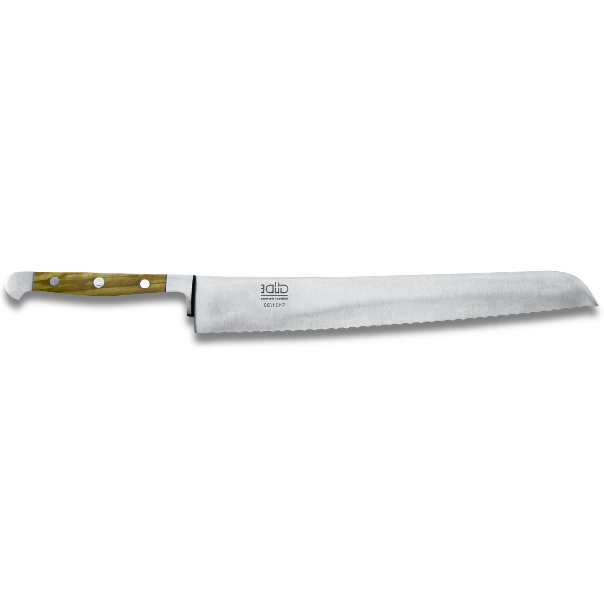 ALPHA OLIVE | Bread Knife Franz Dude 12.5 " Right hand version | Forged steel / Olive Wood Handle