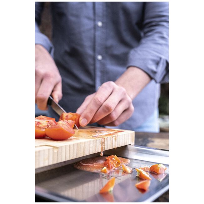 Zwilling BBQ+ Bamboo Cutting Board with Stainless Steel Tray, Juice Groove & Non-Slip Feet