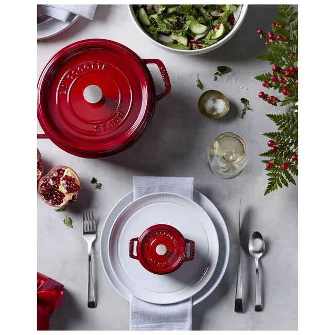 STAUB La Cocotte 5.25 L Cast Iron Round Cocotte, Cherry