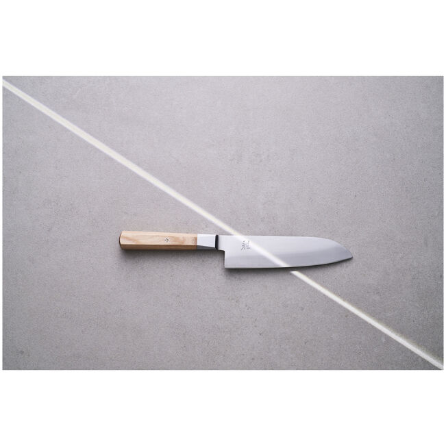 MIYABI 4000 FCV2 KOYA Santoku Knife on grey surface
