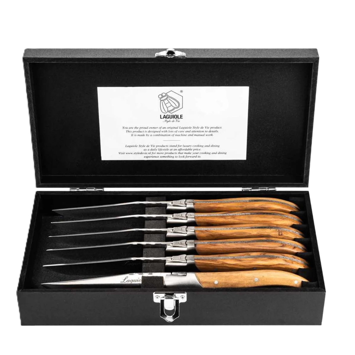 LAGUIOLE Luxury Line - Steak Knives, 4.1"/10.5cm, Olive wood, SS