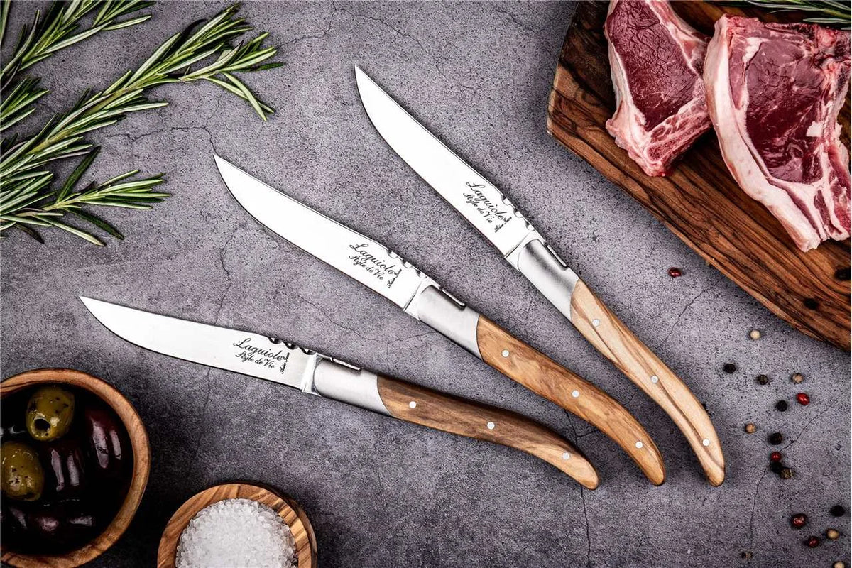 LAGUIOLE Luxury Line - Steak Knives, 4.1"/10.5cm, Olive wood, SS