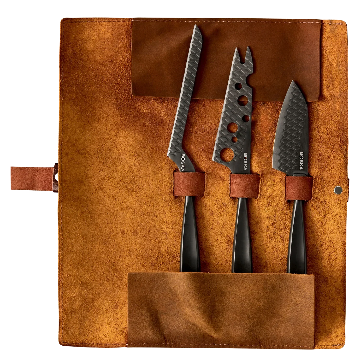 BOSKA Monaco+ 3-Piece Cheese Knife Set | Leather Roll