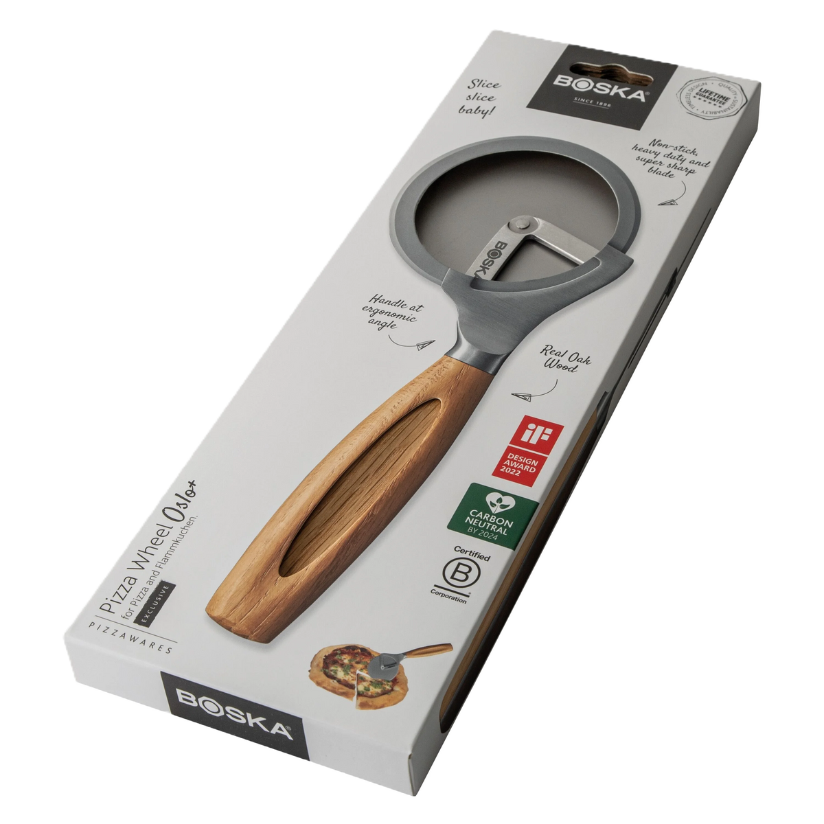 BOSKA Oslo+ Pizza Wheel | Brown Oak Wood