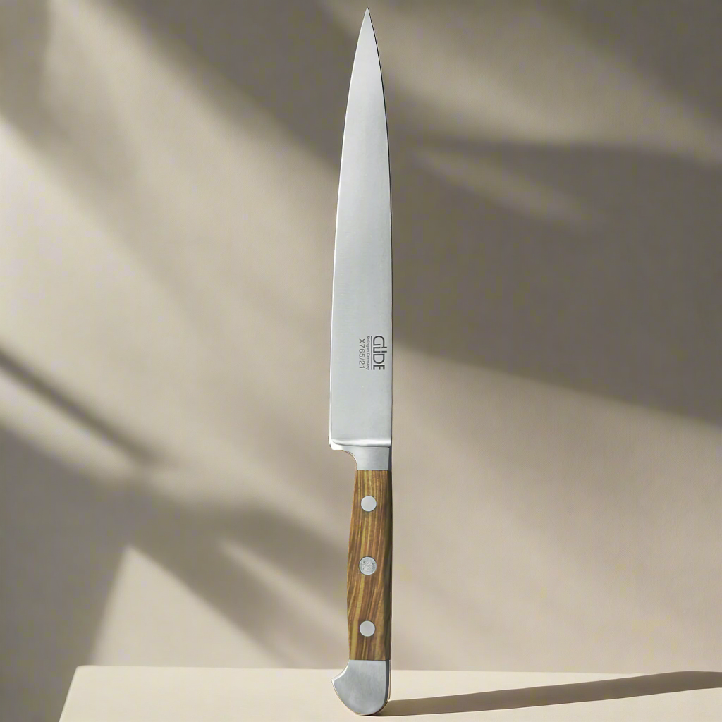 OLIVE ALPHA | Couteau à Trancher / JAMBON 8" | Acier Forgé / Manche en Bois d'Olivier