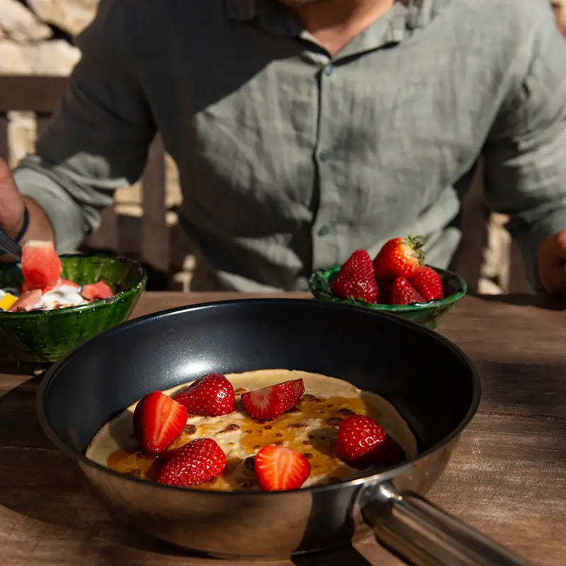 COMBEKK - 4-Piece Ceramic Stainless Steel Skillet Set