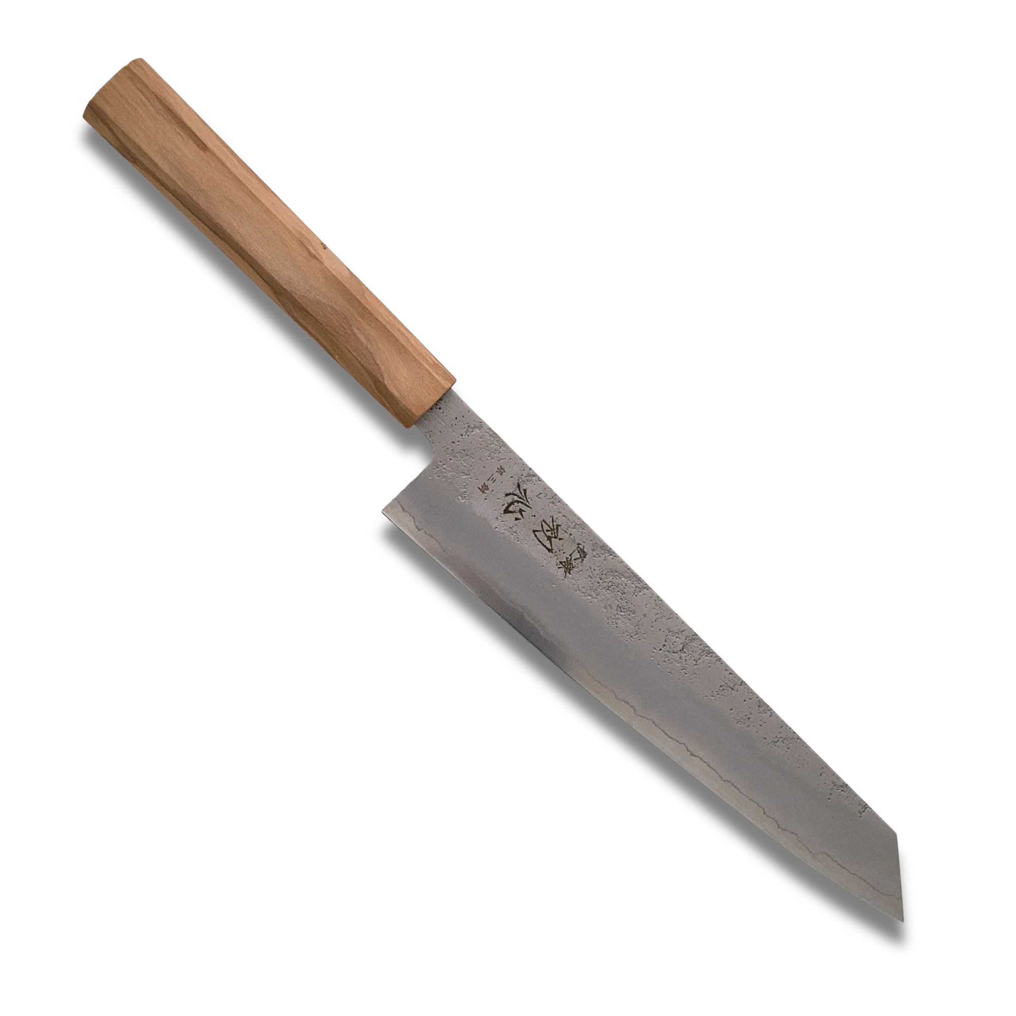 Ginrei Silver 3-Layer Nashiji Kiritsuke Gyuto 205mm Olive Wood Handle