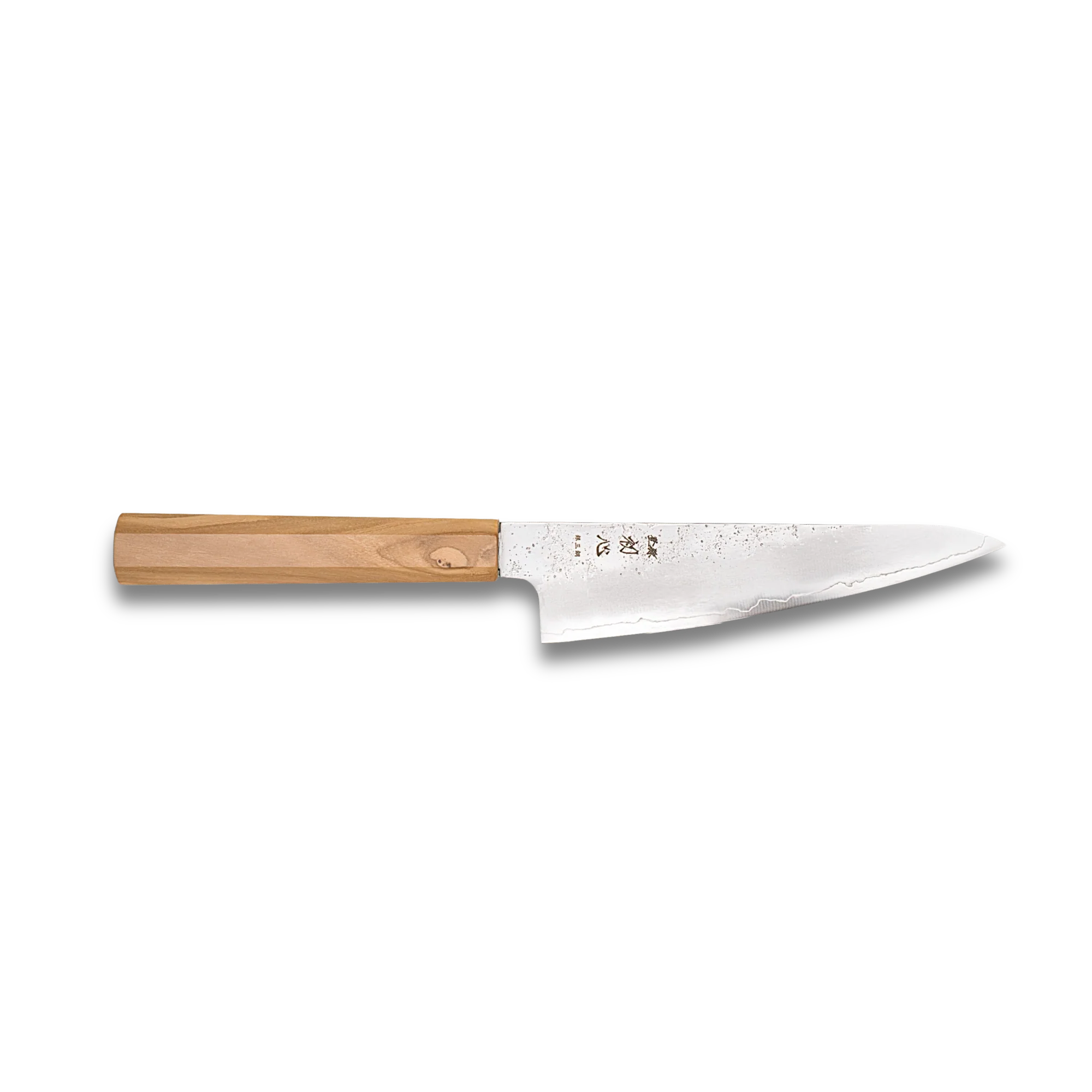 Ginrei Silver 3 Nashiji Kudamono Knife 150mm with olive wood handle, ideal for precision slicing and dicing.
