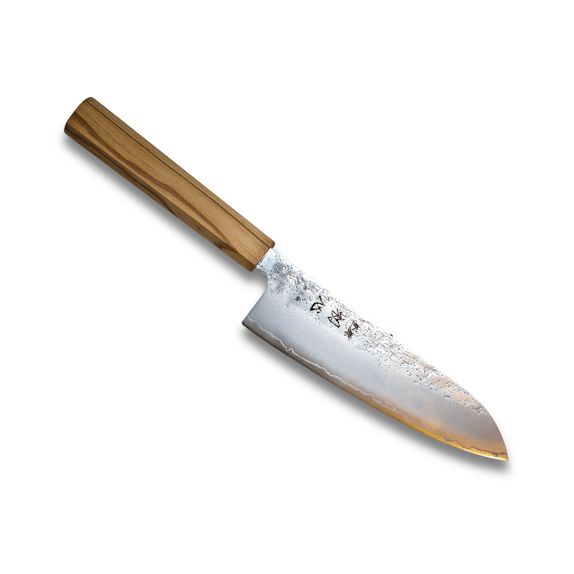 Ginrei Silver 3-Layer Nashiji Santoku 170mm Olive Wood Handle