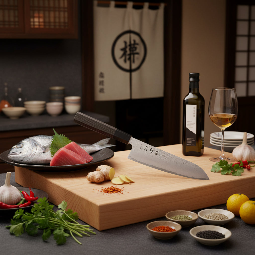 Ginrei Silver 3-Layer Nashiji Santoku 170mm Wenge Handle