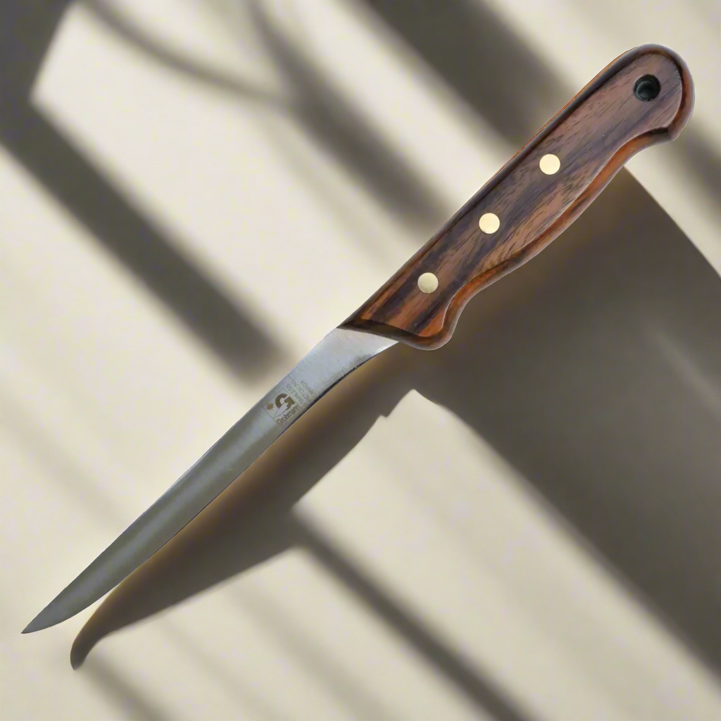 Grohmann Regular Line Fillet Knife 6" Blade (RF600S) with Leather Sheath no bg hunting knife life style