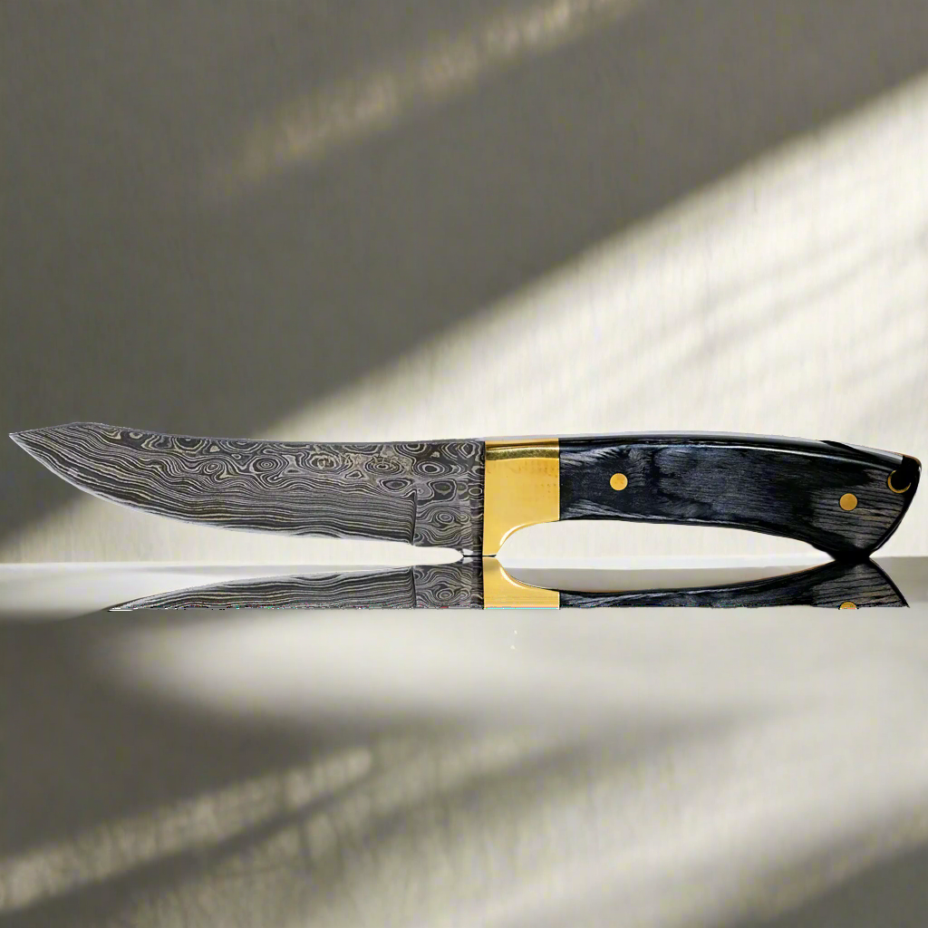 Ginza Steel Hatif Hunter Special - Damascus Steel Skinner Knife 5 inch natural lighting sport knife