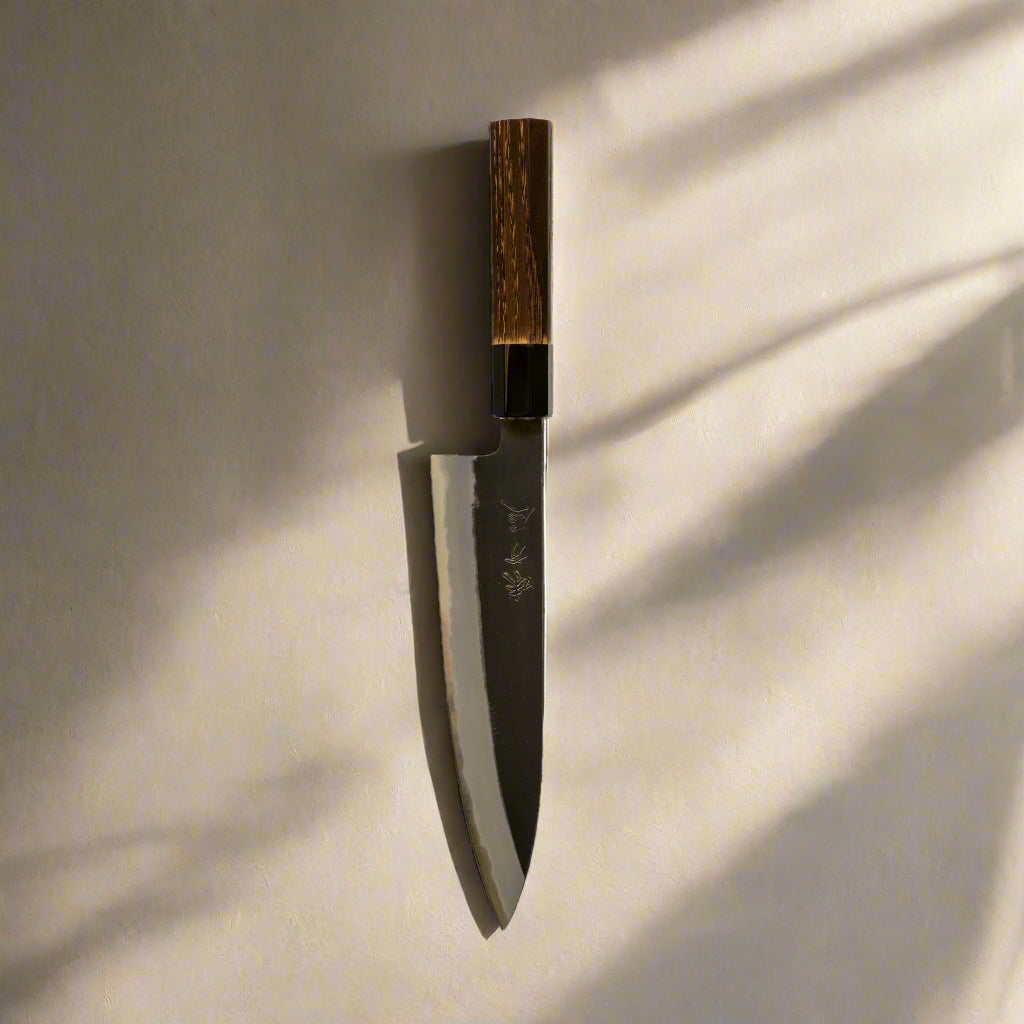 Hinoura Ajikataya 210mm Gyuto Knife – White #2 Carbon Steel | Kurouchi Finish