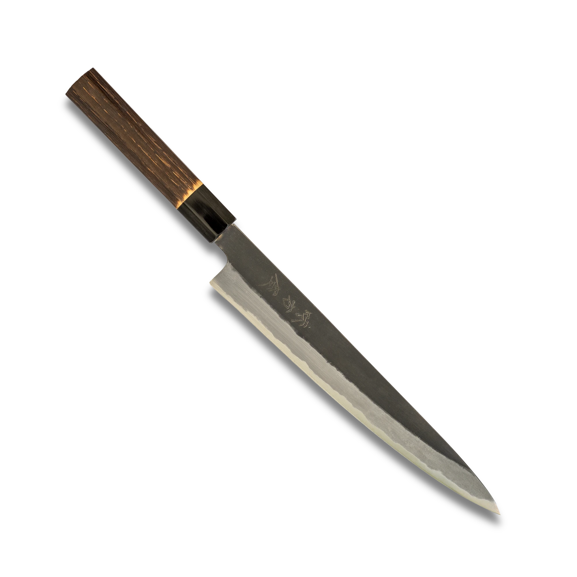Hinoura Ajikataya 240mm Sujihiki Knife – White #2 Carbon Steel | Kurouchi Finish