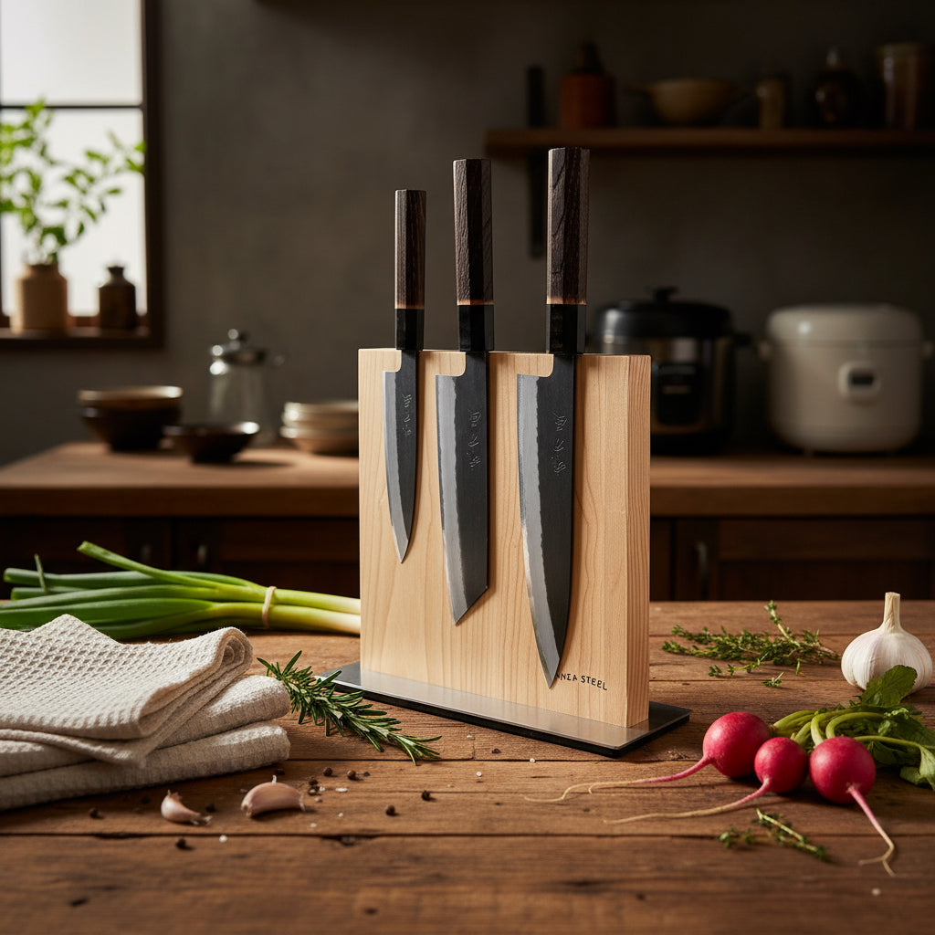 Hinoura Ajikataya Shirogami 4-Piece Japanese Knife Set | Ginza Steel