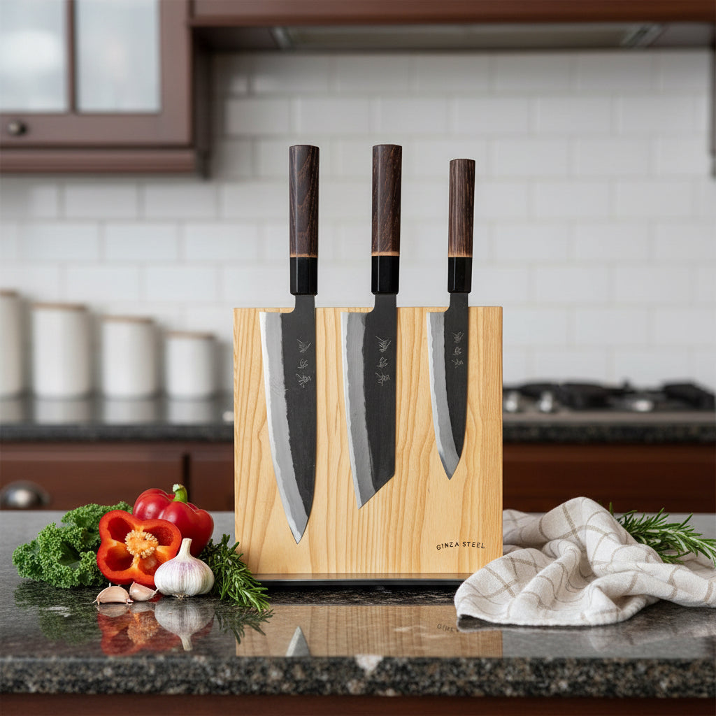 Hinoura Ajikataya Shirogami 4-Piece Japanese Knife Set | Ginza Steel