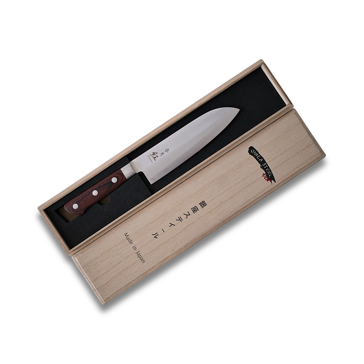 Ginza Steel Kurenai Santoku Knife 170mm - Molybdenum Vanadium Steel