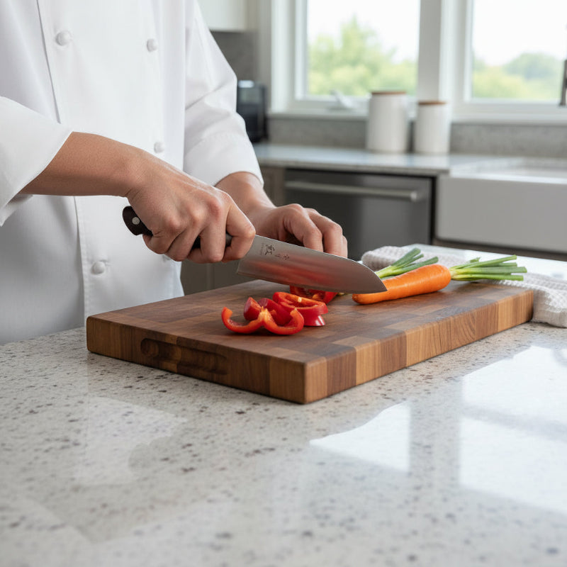 Ginza Steel Kurenai Santoku Knife 170mm - Molybdenum Vanadium Steel