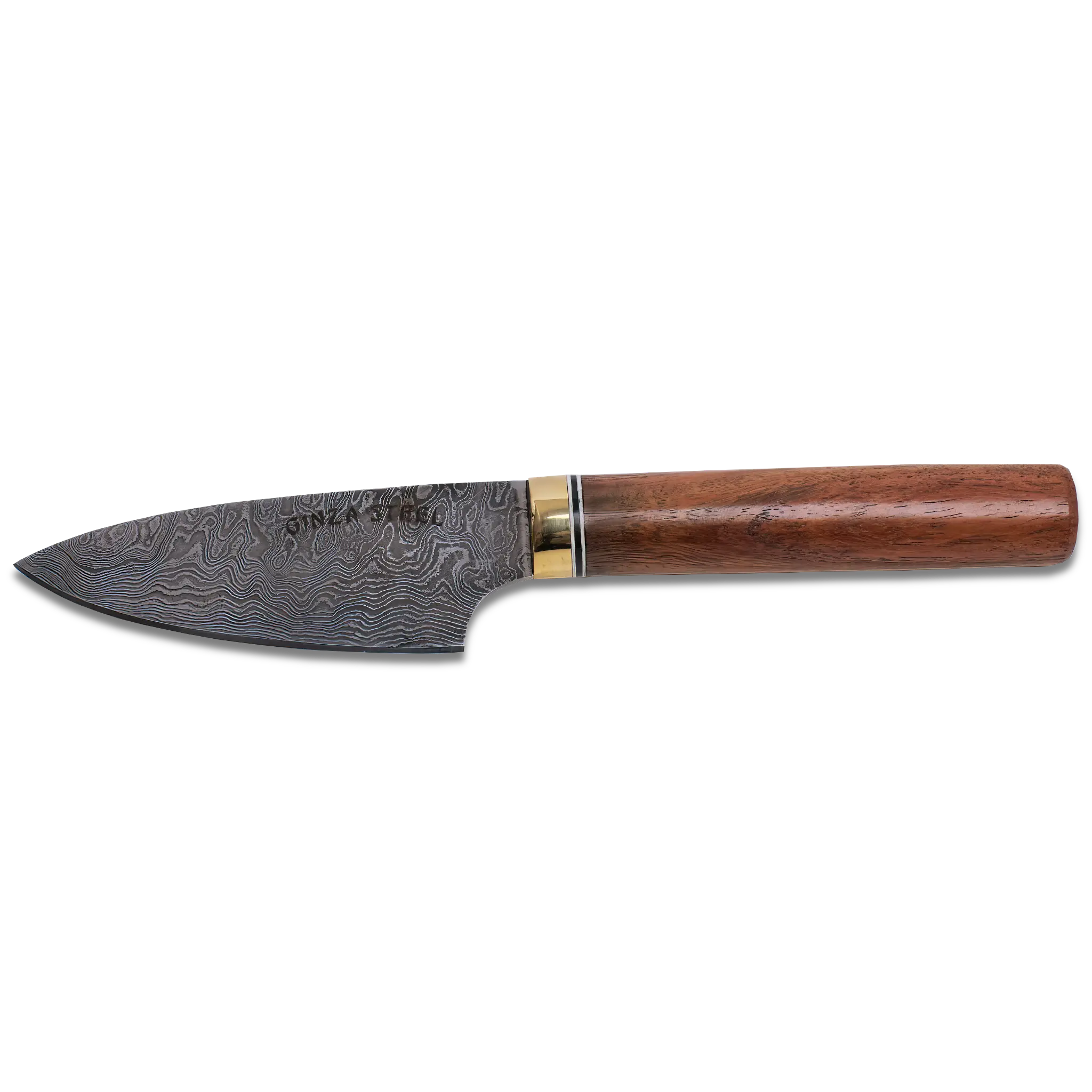 Sakura-II Damascus Steel Chef Knife set with a carbon steel blade and wooden handle.