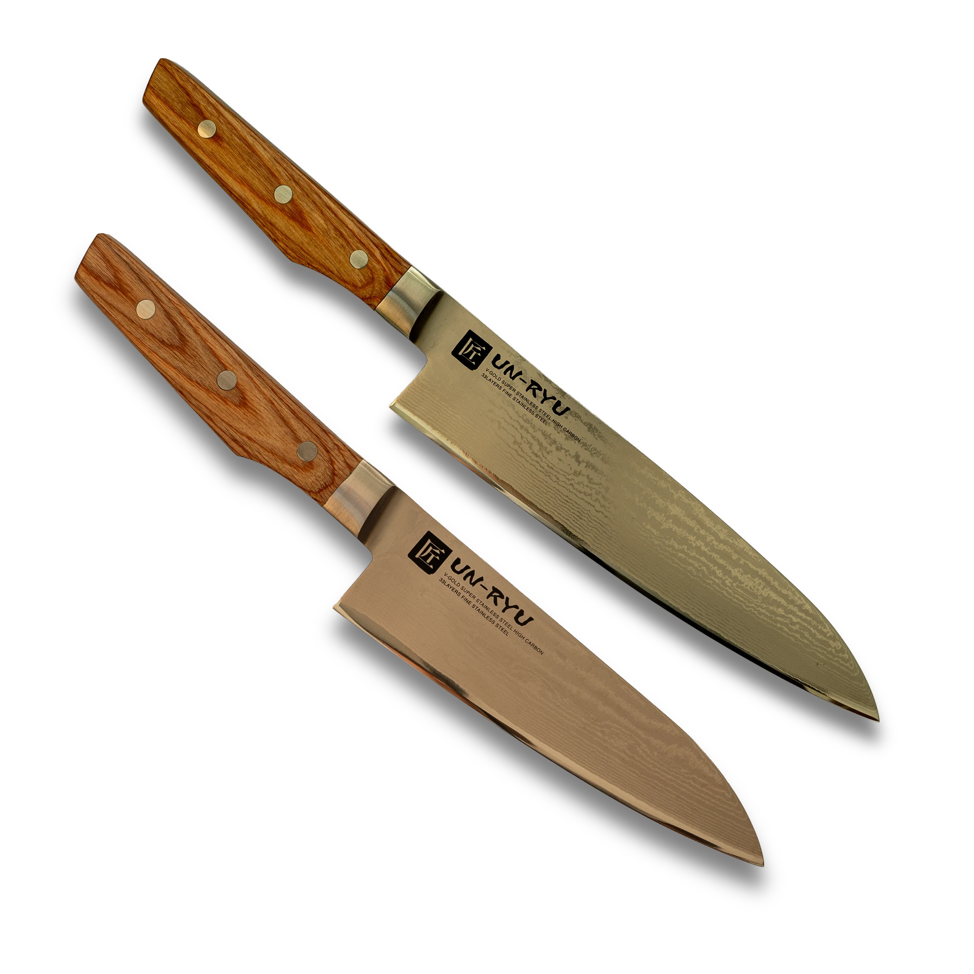 Un-Ryu 2-Piece Japanese Knife Set – VG-10 33-Layer Gyuto 210mm & Santoku 170mm