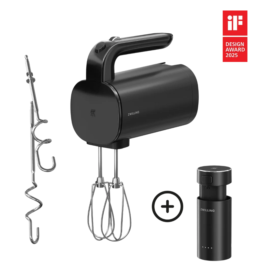 ZWILLING XTEND Cordless Hand Mixer with accessory on white background