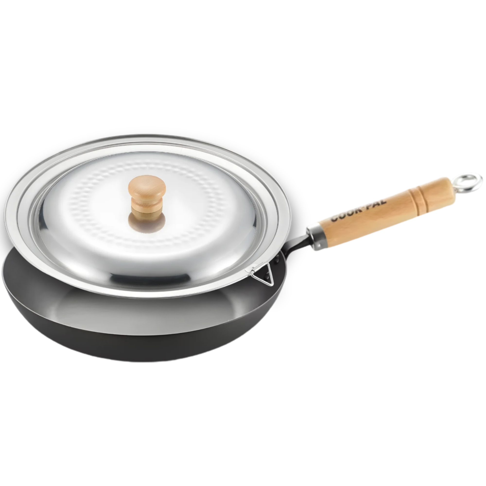 Yoshikawa Cook-Pal Ren Nitrided Carbon Steel Fry Pan 24cm with Yukihira Lid
