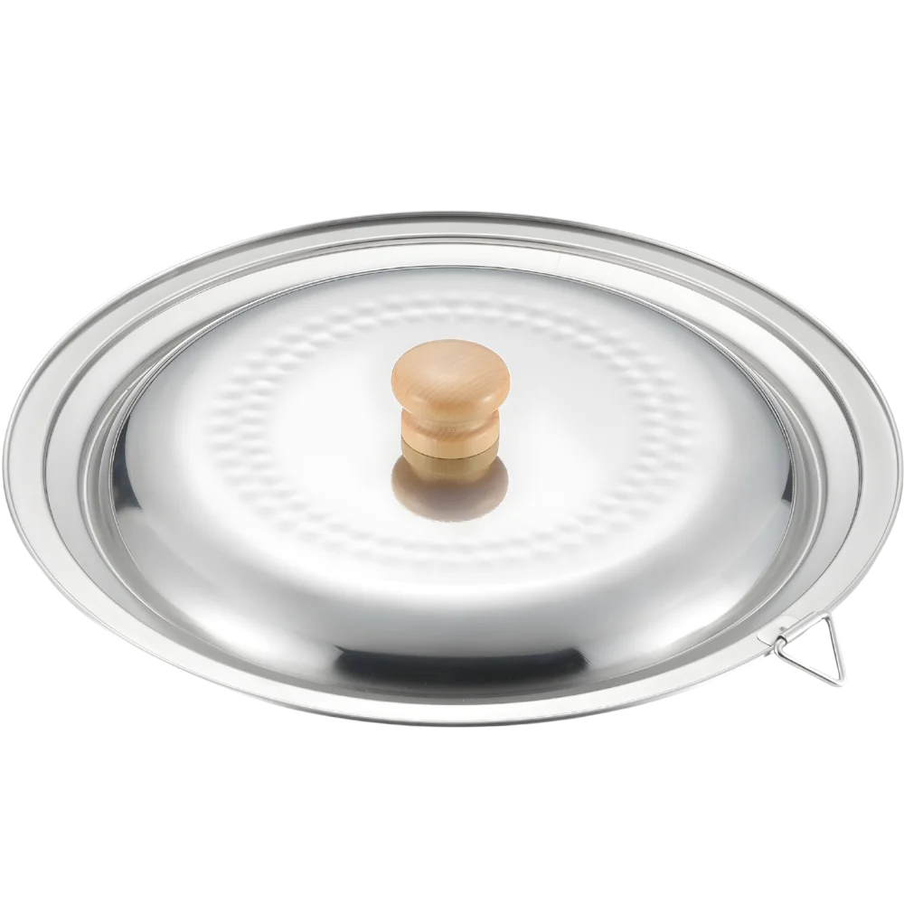 Yoshikawa Yukihira Stainless Steel Lid designed for 22–24 cm pans with wooden knob, made in Japan.
