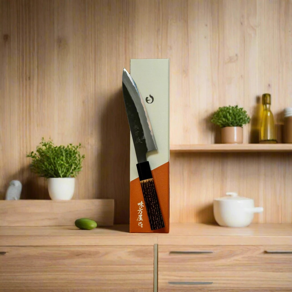 Hinoura Ajikataya 150mm Petty Knife – White #2 – Kurouchi Finish