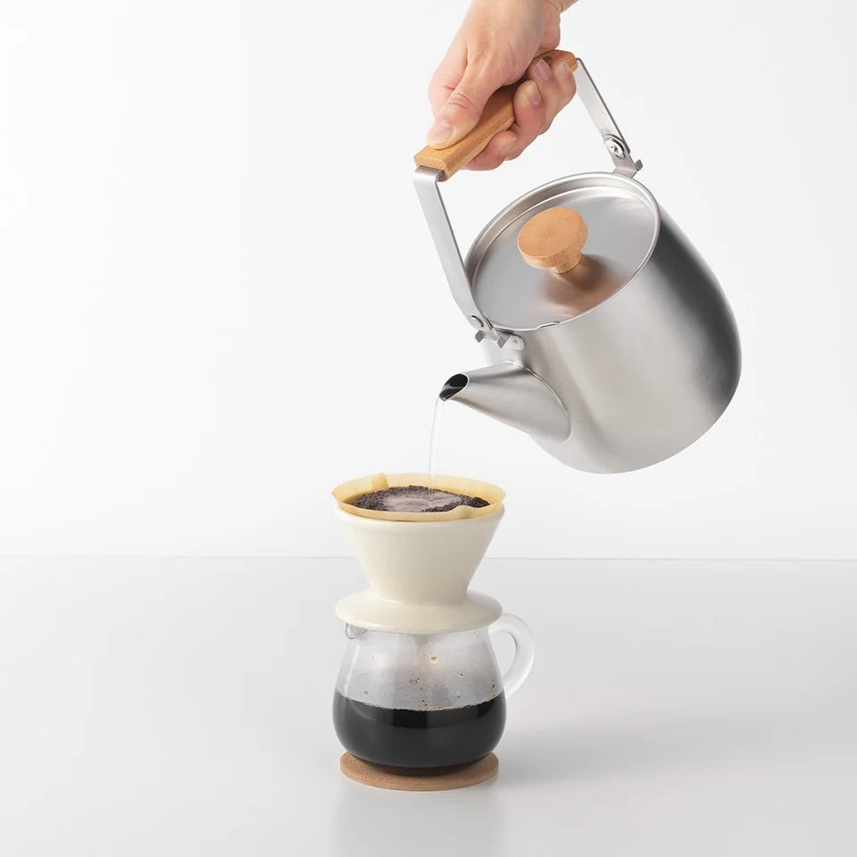 Yoshikawa Aikata Stainless Steel Kettle 1.8L – Natural Wood Handle | Japan