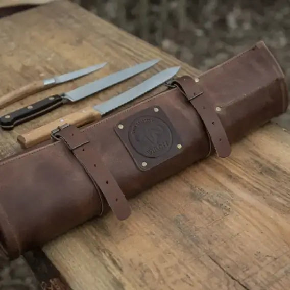 WITLOFT - Handmade leather Knife Role ( 5 Compartments)