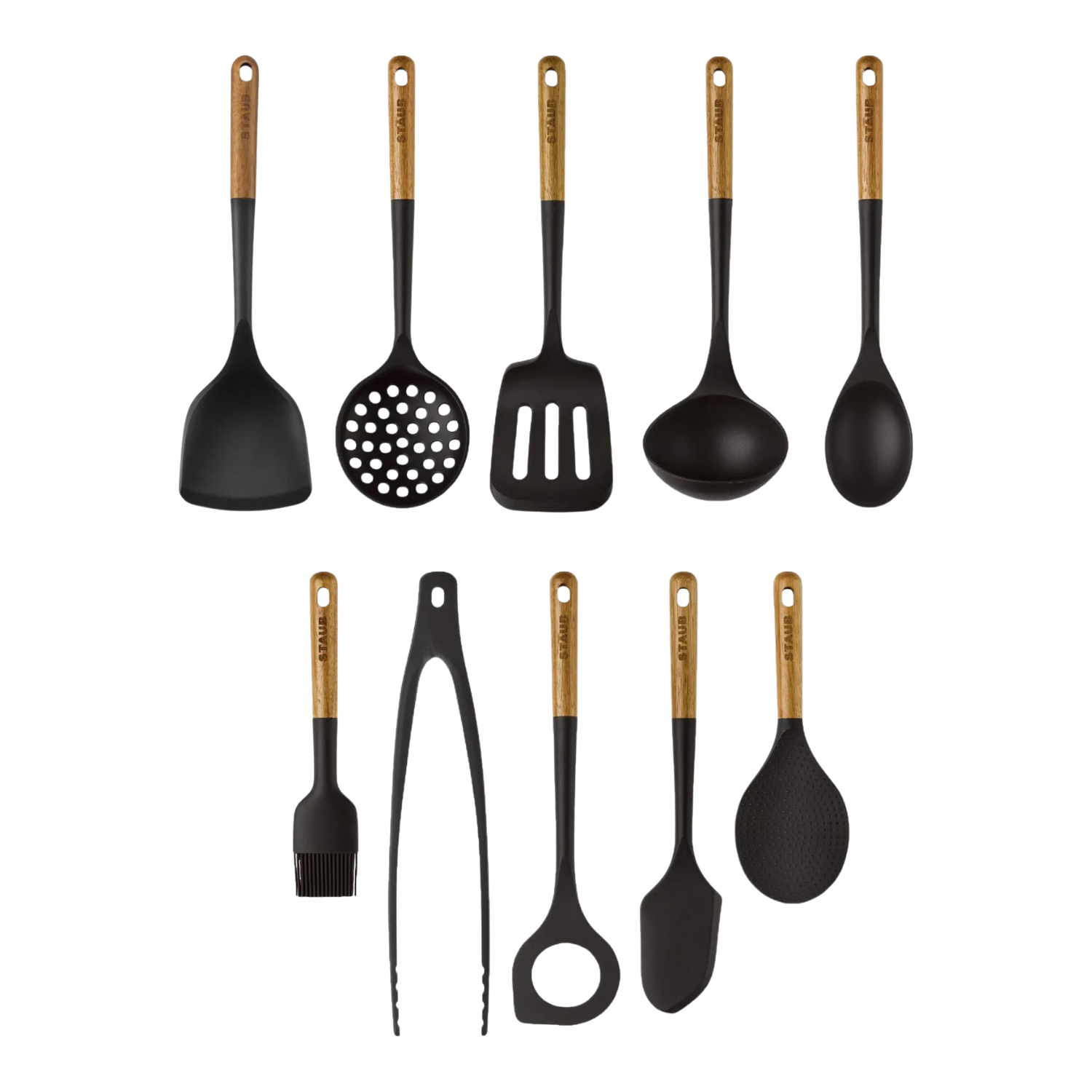 Staub Silicone Kitchen Utensil Set – 10-Piece Silicone & Wood Tools