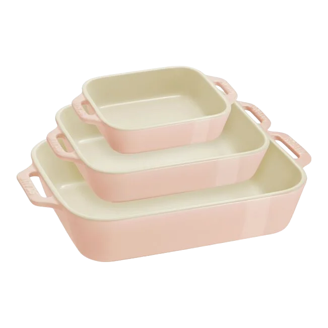 STAUB Macaron Baker Set – 3-Piece Rectangular Pastel Stoneware