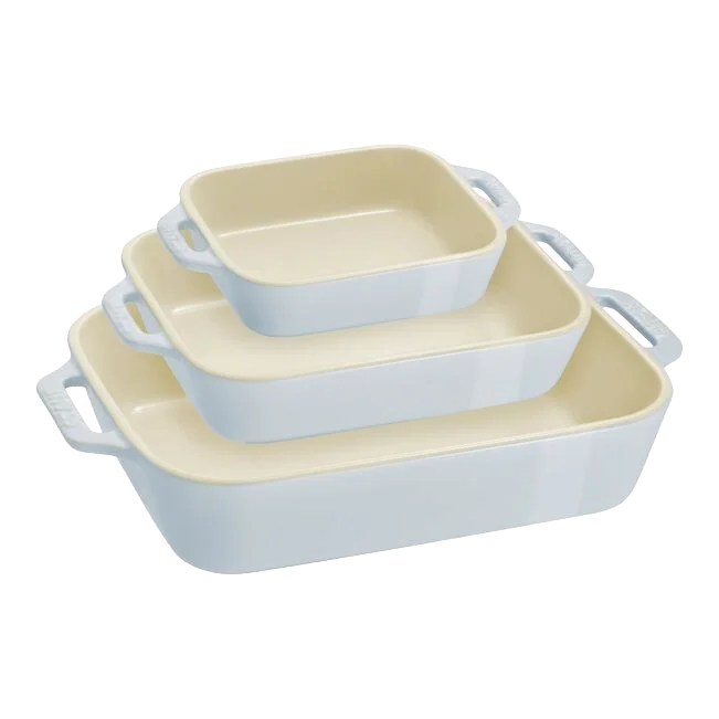STAUB Macaron Baker Set – 3-Piece Rectangular Pastel Stoneware