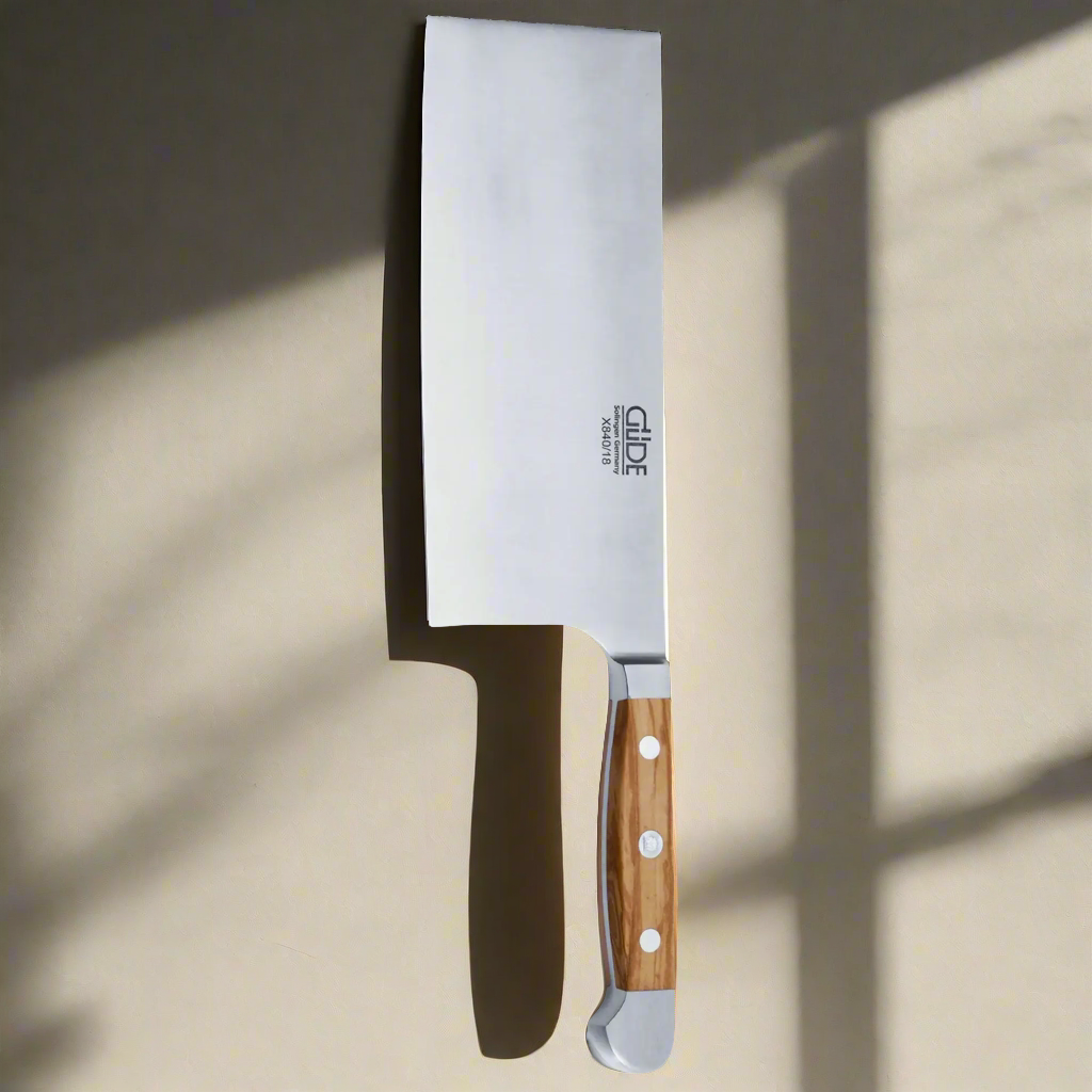 OLIVE ALPHA | Couteau de Chef Chinois Lame 8" / Manche Bois d'Olivier