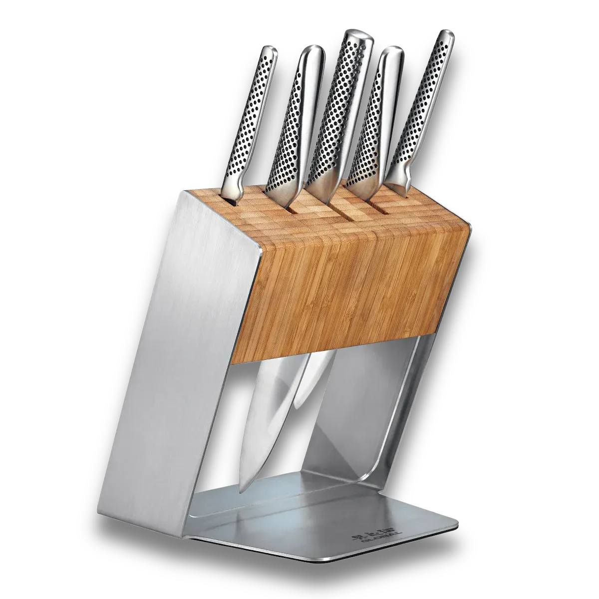 Global Katana 6-Piece Knife Block Set | Bamboo & Steel