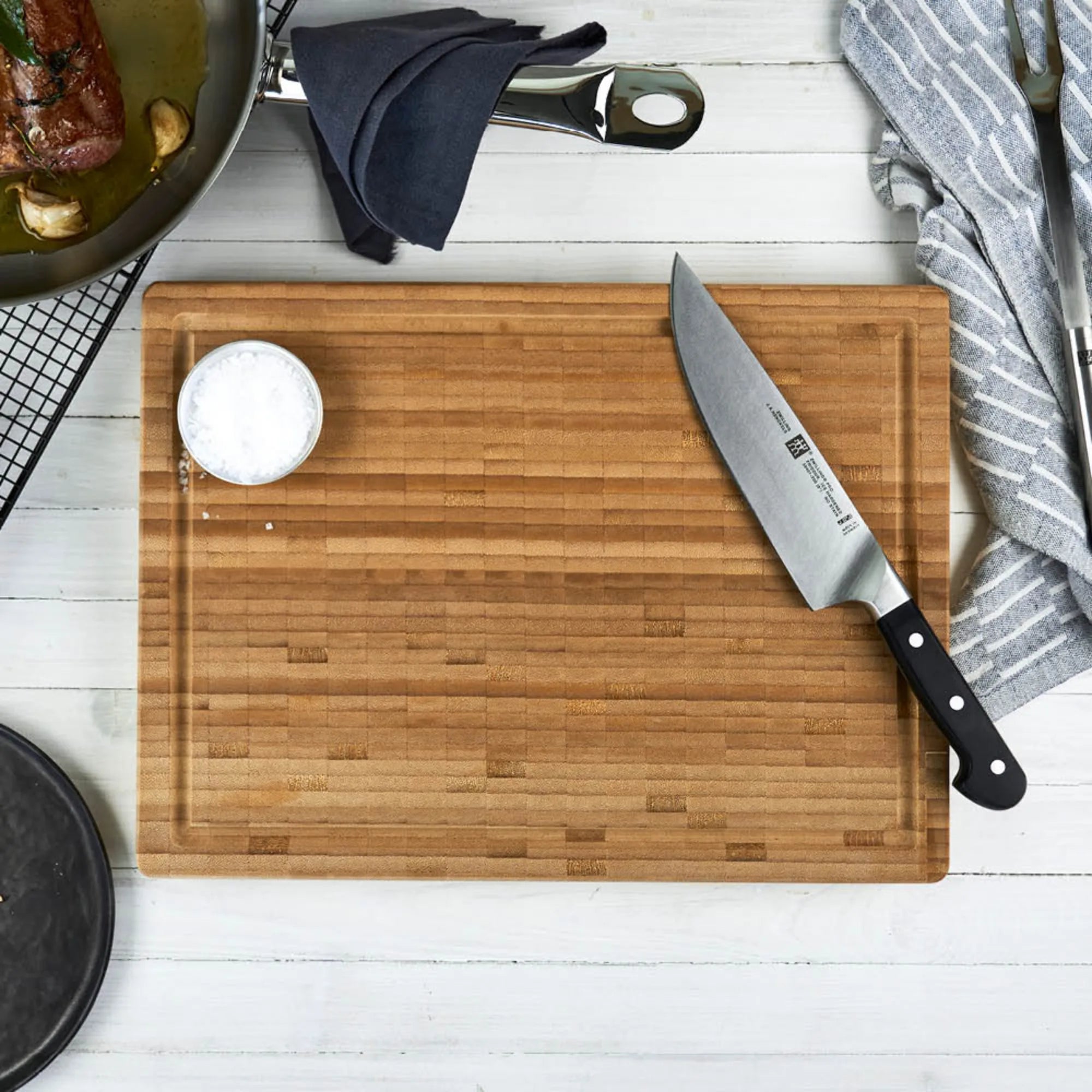 ZWILLING Bamboo Cutting Board - 36 x 25 cm | Reversible with Juice Groove