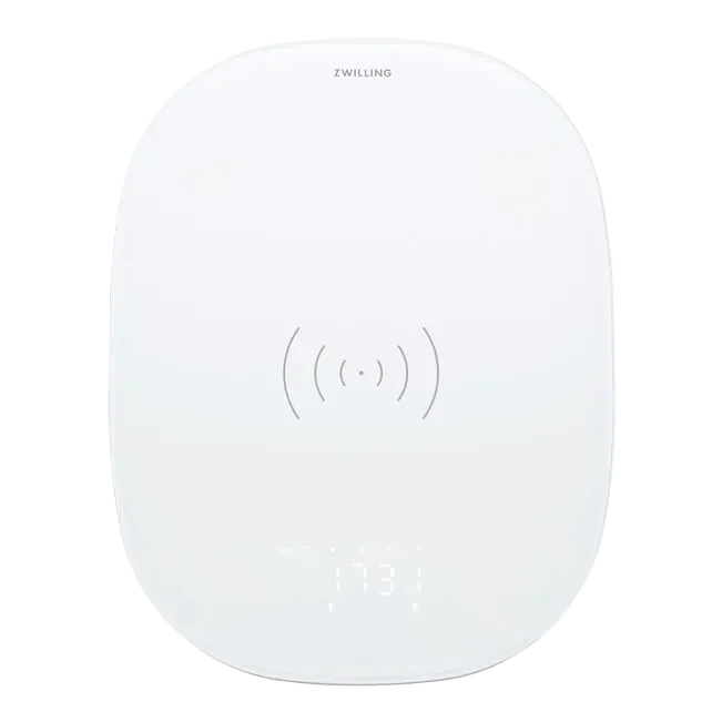 ZWILLING Enfinigy Kitchen Scale - Wireless Charging in silver, minimalist design