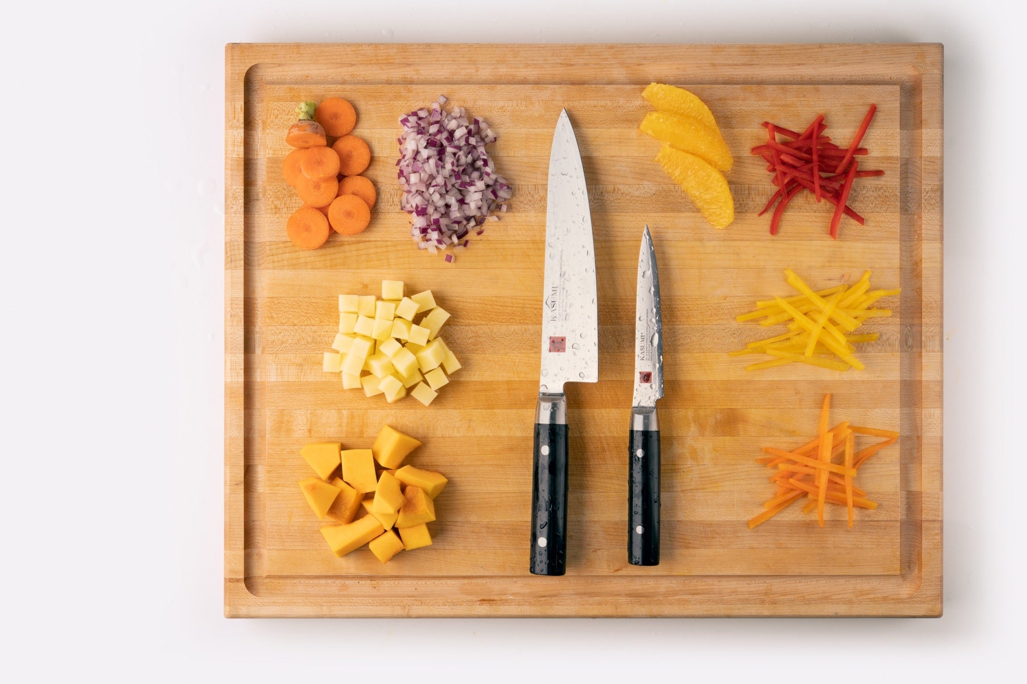 Kasumi Damascus 2-Piece Knife Set – 8" Chef + Utility, Made in Japan