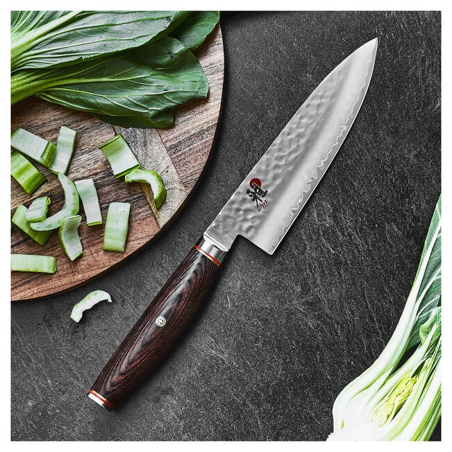 MIYABI Artisan 6000MCT 6-Inch Gyutoh Knife | SG2 Japanese Chef Knife with veggies