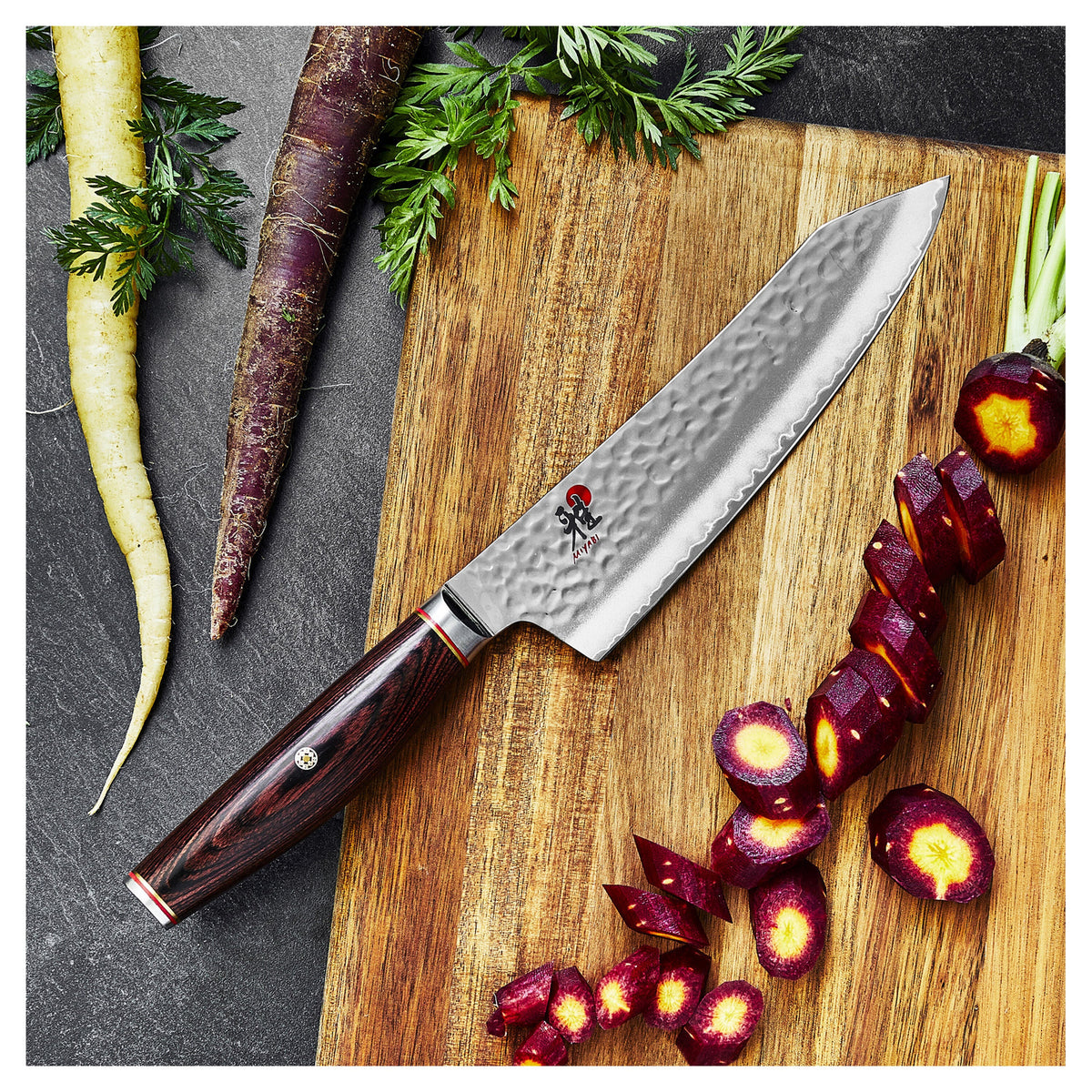 MIYABI 6000 MCT 7-Inch Rocking Santoku, Brown