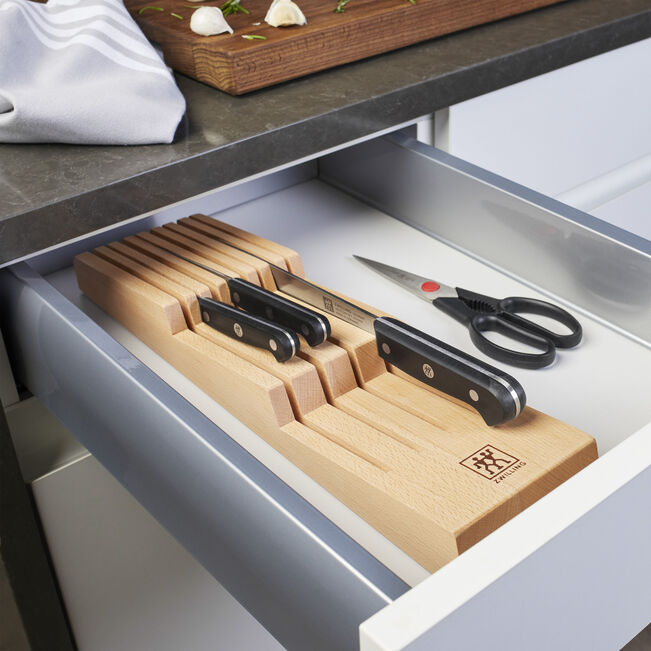 ZWILLING Beech Knife Storage Tray – Holds Up to 8 Knives, Space-Saving Design