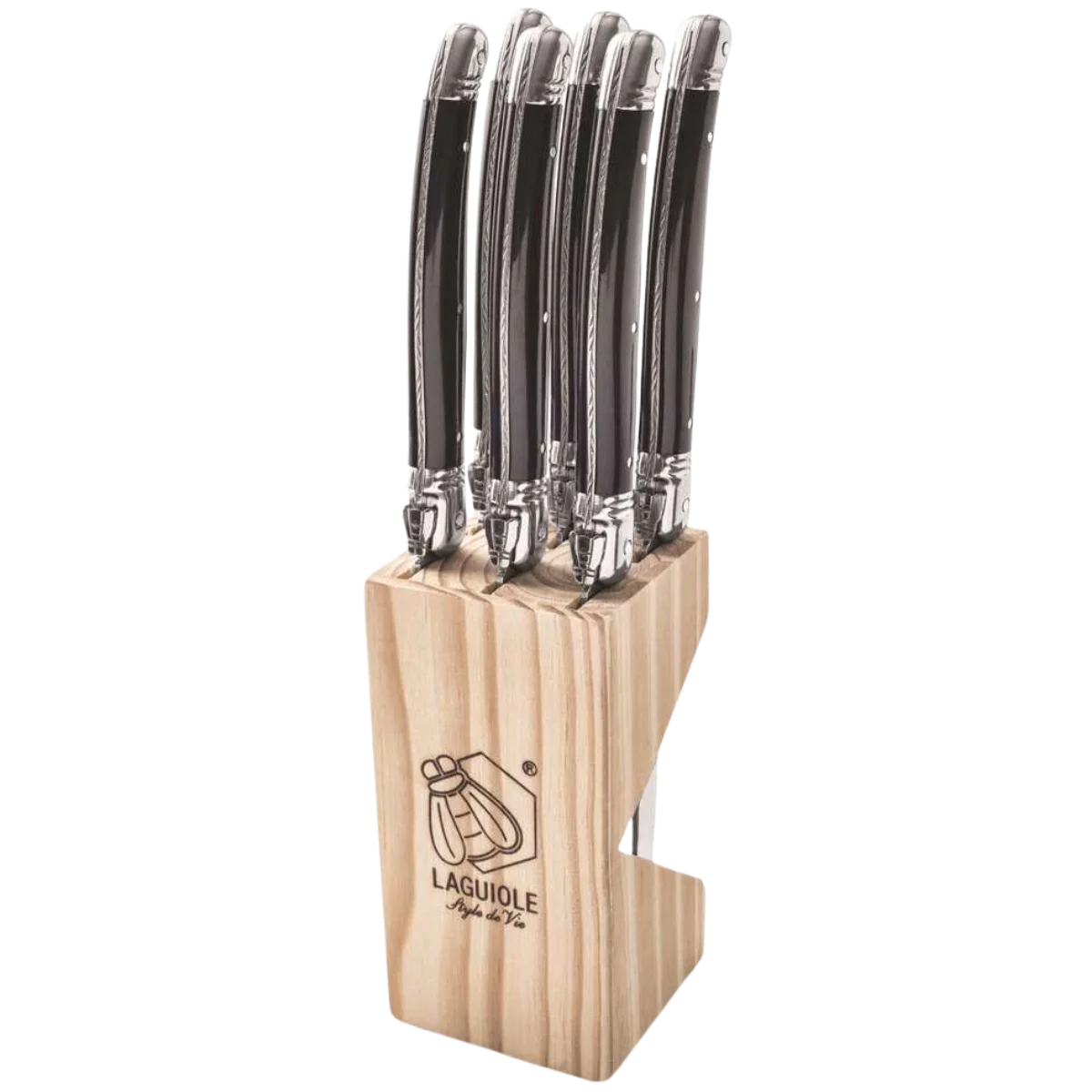 LAGUIOLE Premium Steak Knives, Dark Wood, 6-Piece Block Set